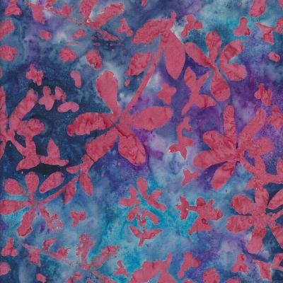 Berry Flower Darkblue Darkpink Batik Fabric Bf0530323