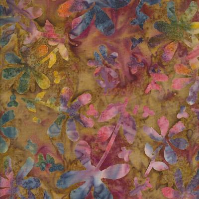 Berry Flower Green Purple Batik Fabric Bf0610323