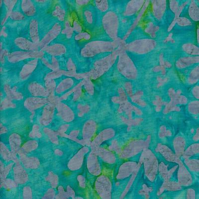 Berry Flower Green Silver Batik Fabric Bf0470323