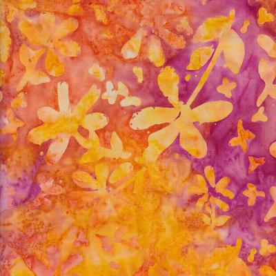 Berry Flower Orange Yellow Purple Batik Fabric Bf0560323