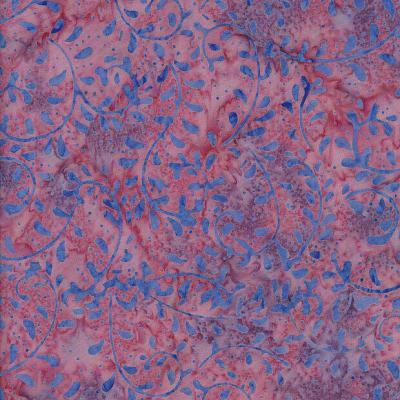 Fern Dark Pink Blue Batik Fabric Fr280323