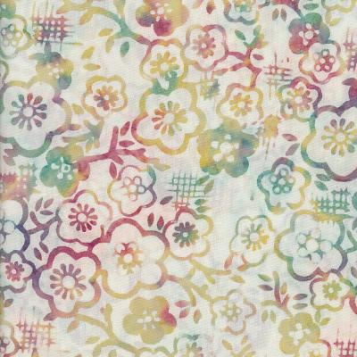 Jasmine Yellow Violet Green Batik Fabric Ja140323